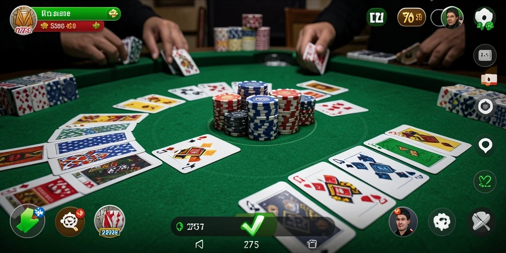 Tangkapan layar gameplay Gaple di 2757 dengan teman-teman.
