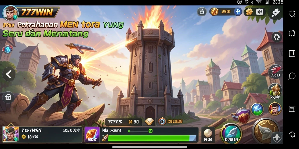 Tampilan gameplay <strong>777WIN</strong> yang seru dalam mode Tower Defense.