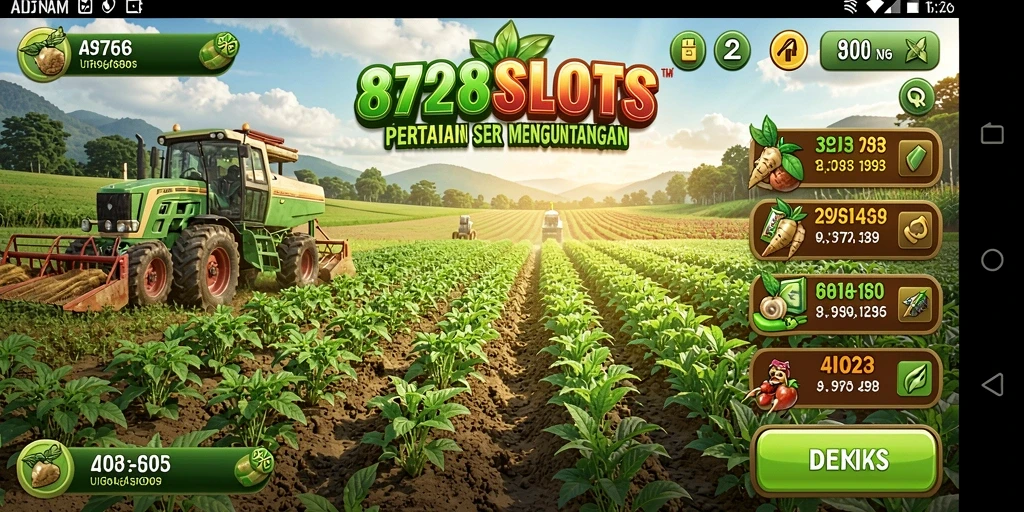 Gameplay seru di dunia pertanian 8728SLOTS dengan berbagai tanaman.