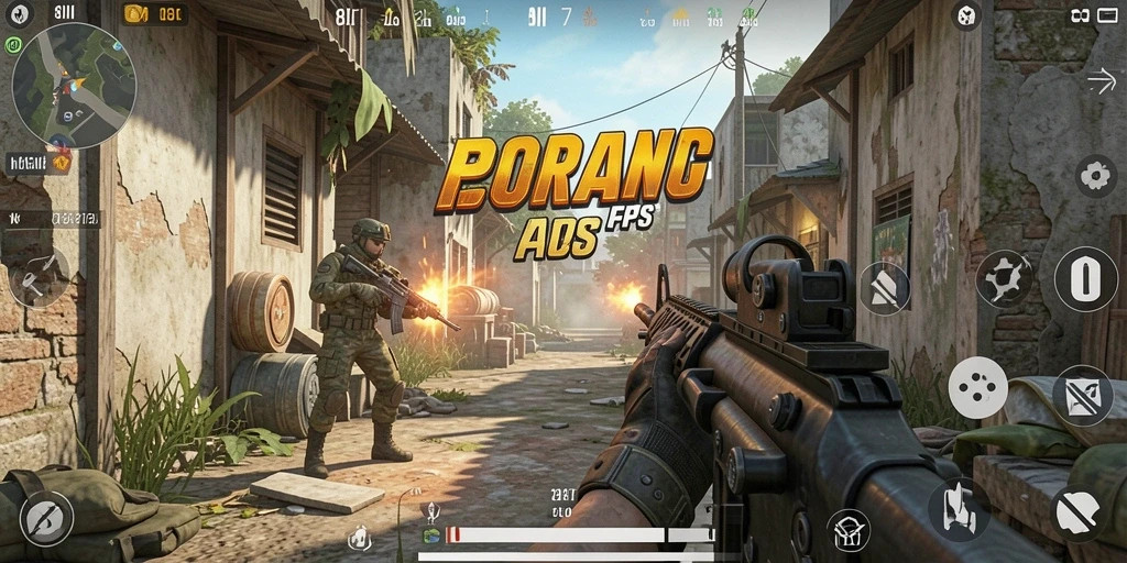 Tangkapan layar gameplay intens dari 8II dengan aksi FPS.
