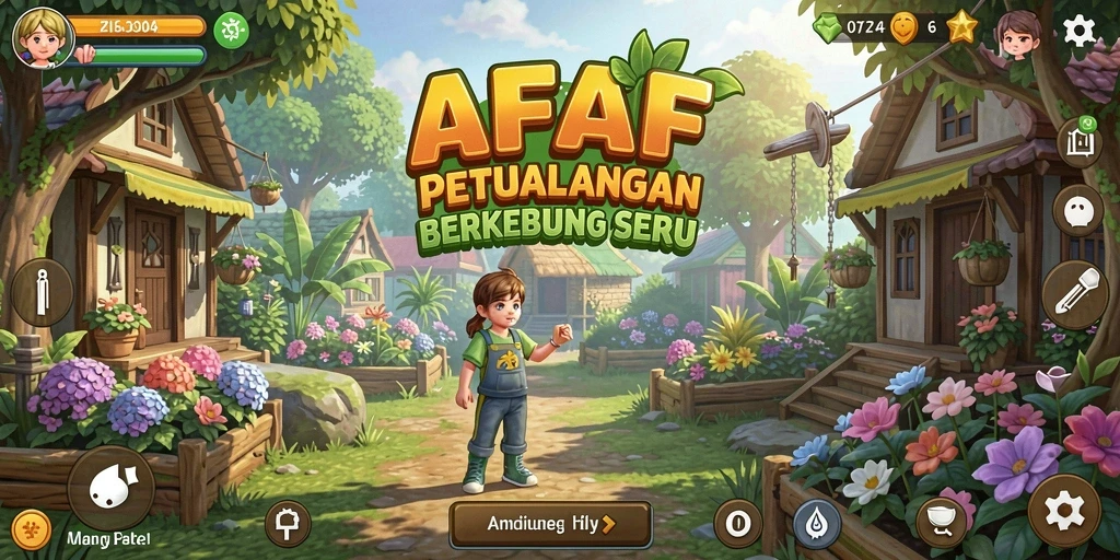 Tangkapan layar AFAF menampilkan kebun yang luas dan tanaman berwarna-warni.