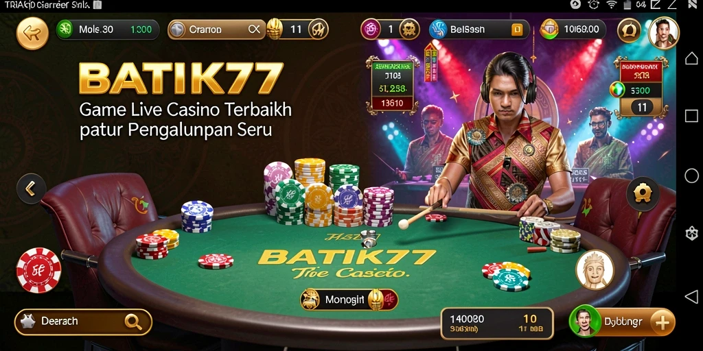 Tampilan gameplay Live Casino yang seru dan interaktif di BATIK77.