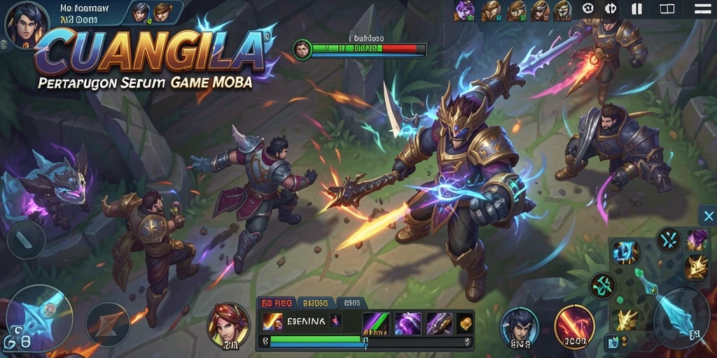 Screenshot utama CUANGILA dengan aksi seru di arena MOBA.
