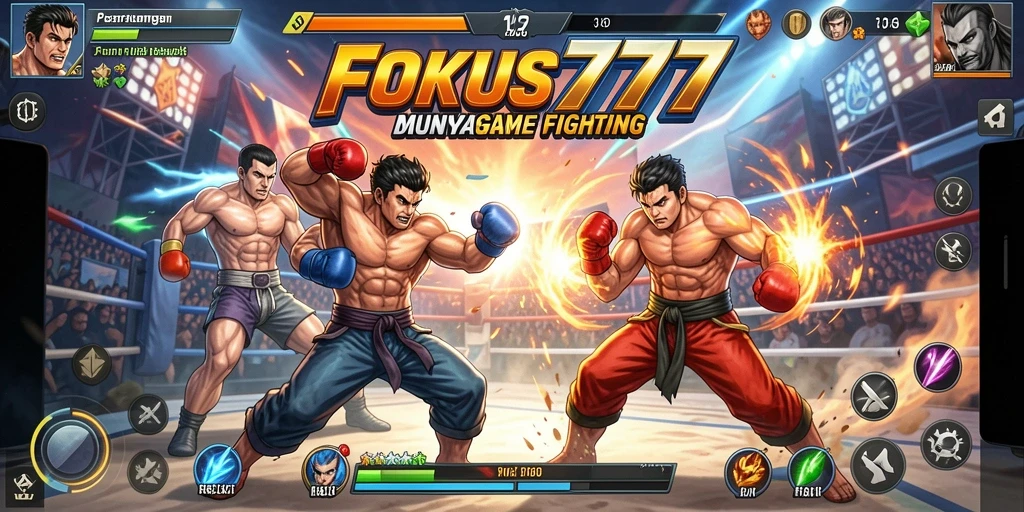 Screenshot gameplay FOKUS777 yang menggambarkan aksi pertarungan yang seru.