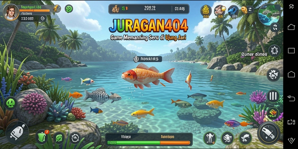 Screenshot gameplay JURAGAN404 menampilkan suasana memancing yang mendebarkan.