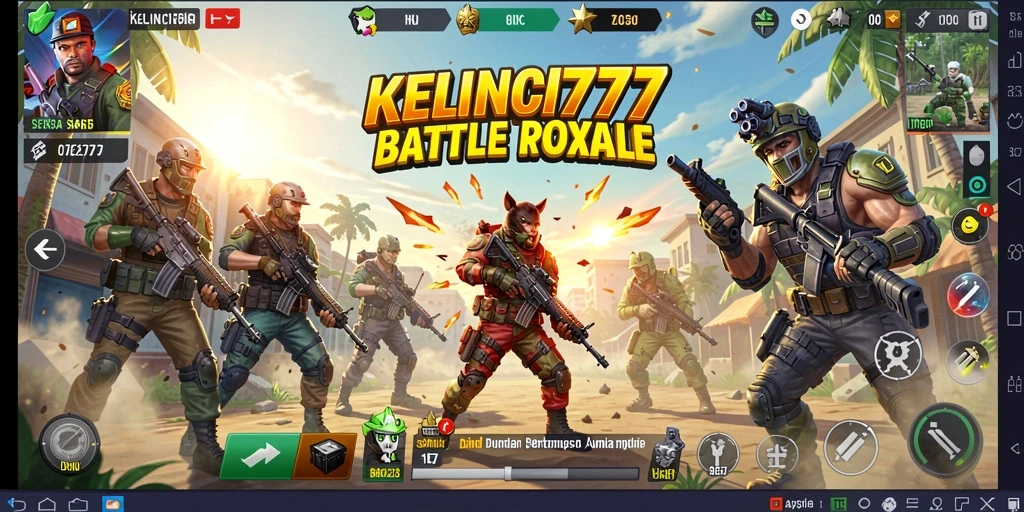 Screenshot gameplay KELINCI777 menampilkan aksi Battle Royale yang intens.