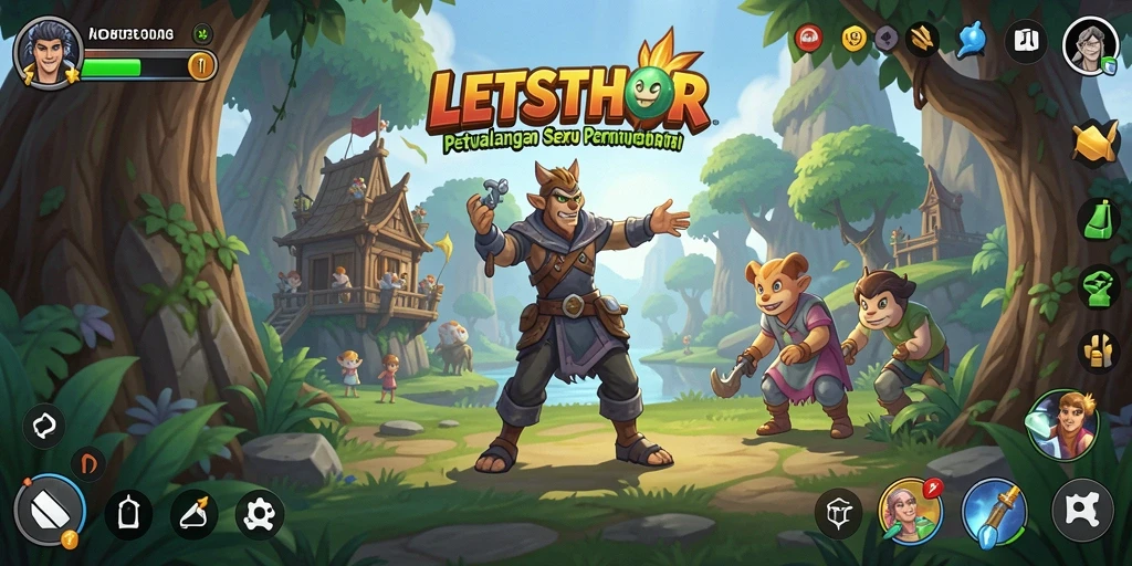 Tampilan gameplay LETSTHOR yang seru dan penuh warna.
