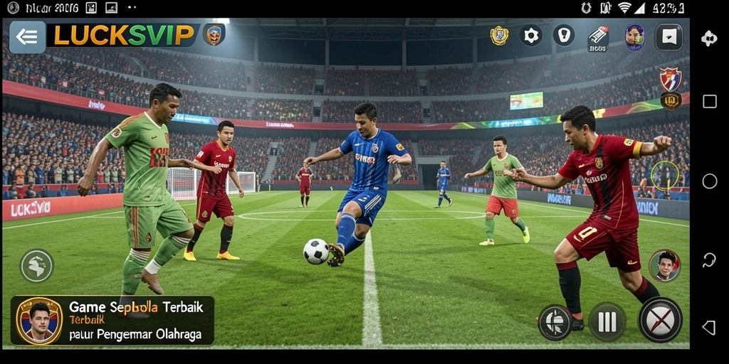 Tangkapan layar gameplay LUCKSVIP yang menunjukkan aksi sepak bola yang mendebarkan.