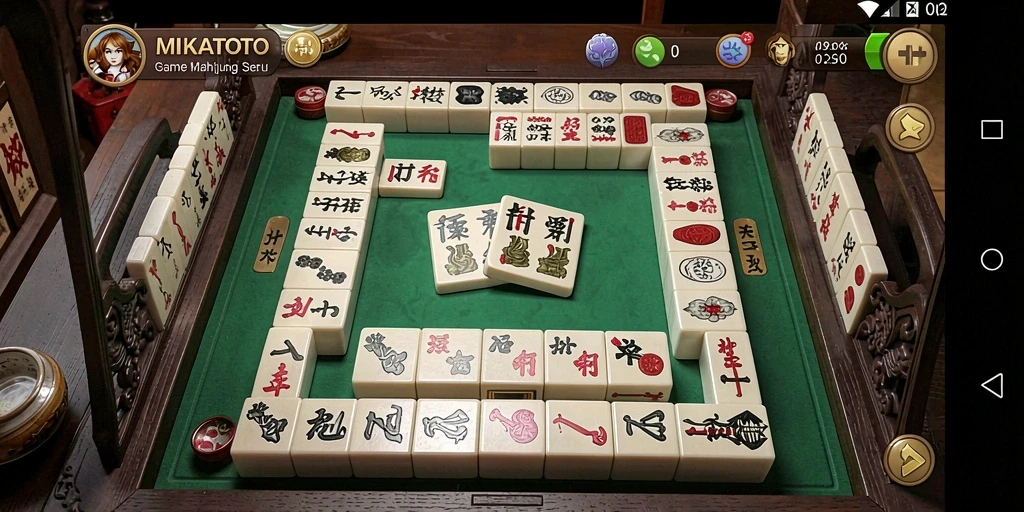 Gameplay MIKATOTO menampilkan ubin Mahjong yang berwarna-warni dan menantang.