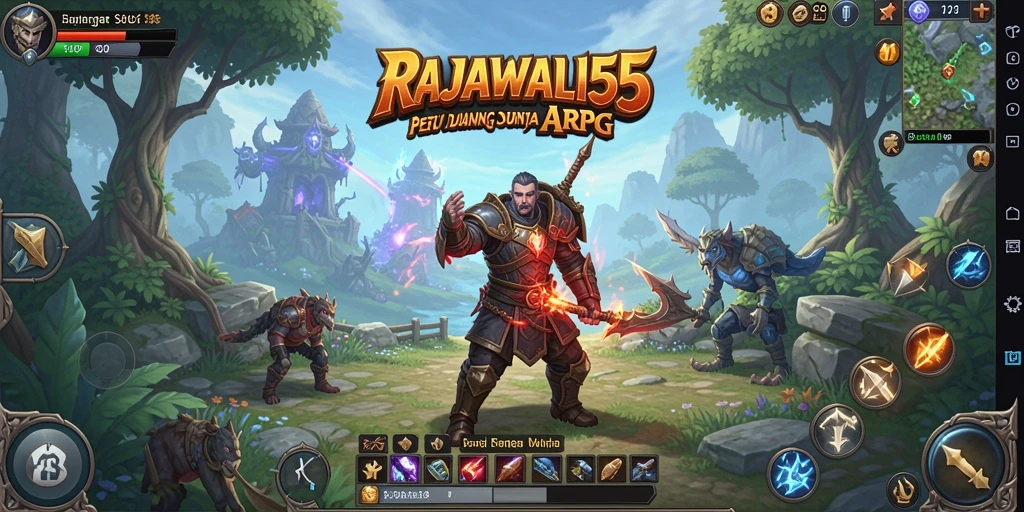 Tampilan gameplay seru di RAJAWALI55 dengan karakter dan serangan menarik.