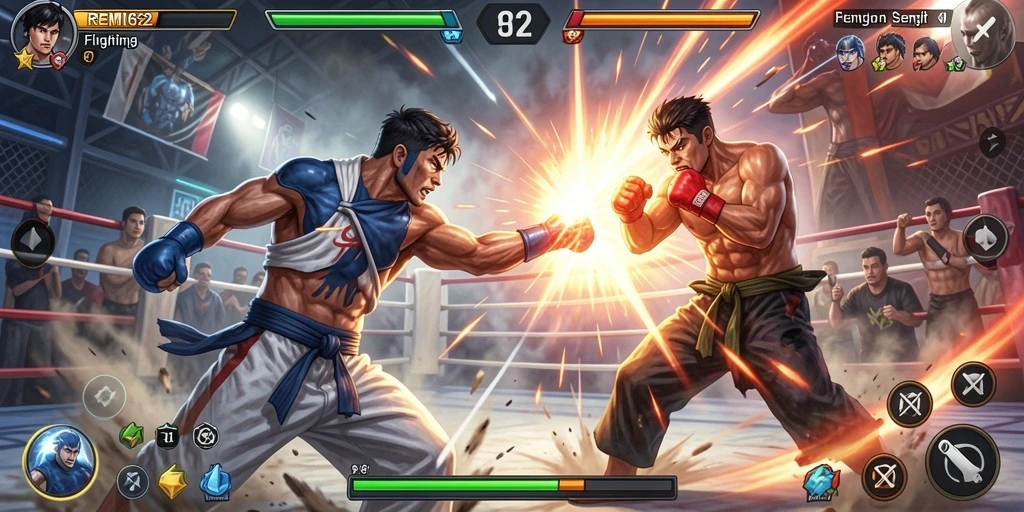 Tampilan gameplay seru dari REMI62 dengan pertarungan yang epik.