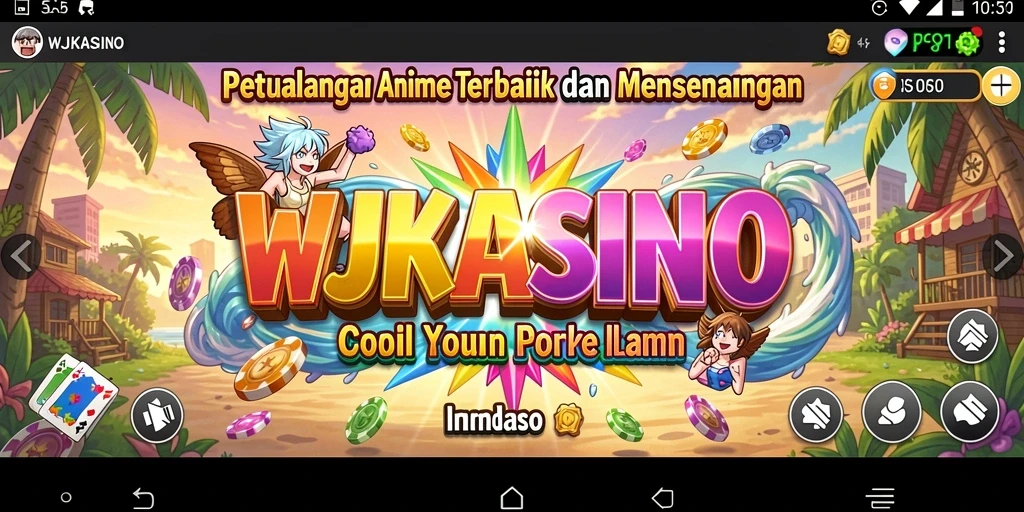 Screenshot gameplay WJKASINO dengan karakter anime epic.