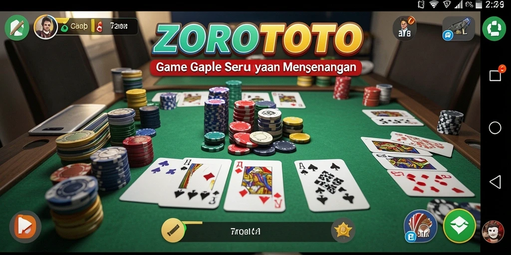 Tampilan gameplay seru dalam ZOROTOTO menunjukkan keseruan permainan Gaple.